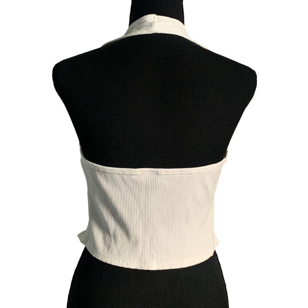 Wild Fable Junior Teens White Sleeveless Ribbed Halter Crop Top Size XS - Picture 5 of 9